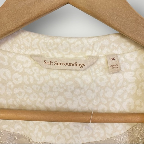 Soft Surroundings Cream Leontine Leopard Blazer Jeweled Buttons Sz 3X - Picture 4 of 12